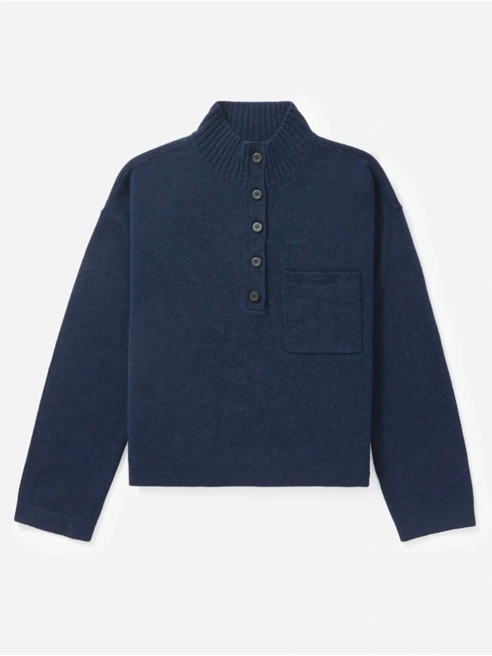Everlane The ReCashmere Wool Button Mockneck in Navy